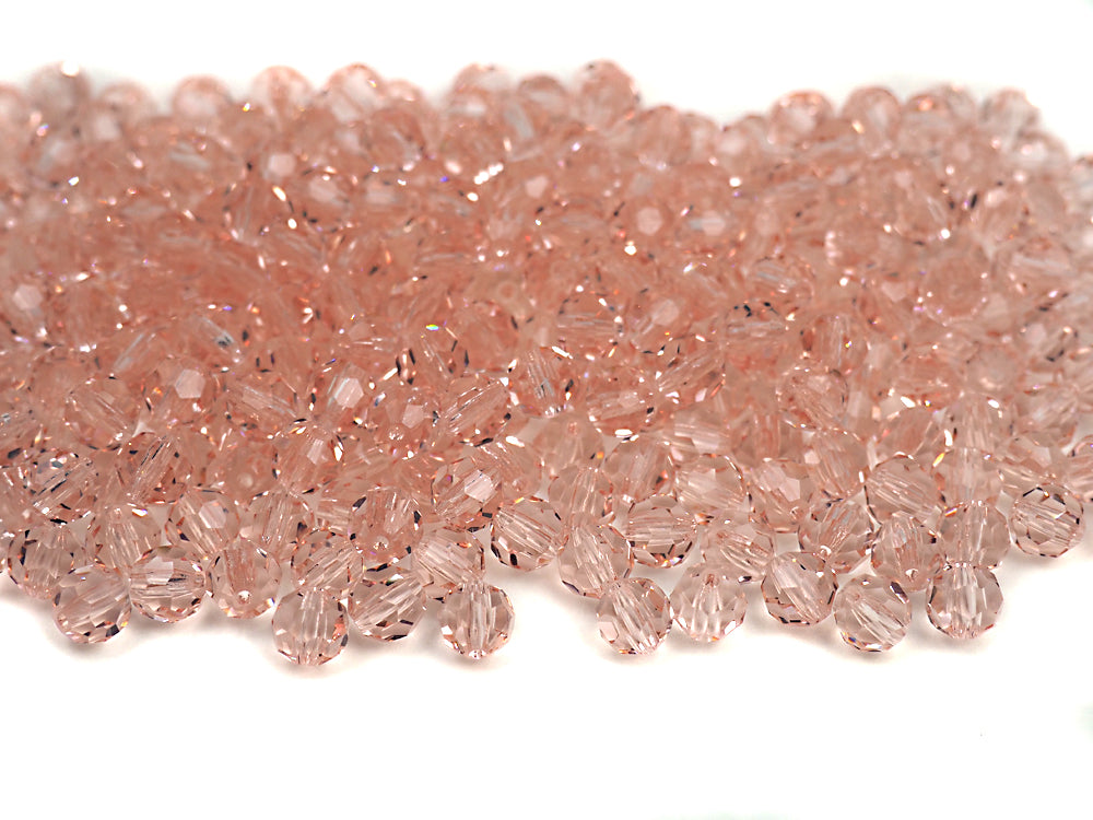 Light Rose, Czech Machine Cut Round Crystal Beads, pink crystals