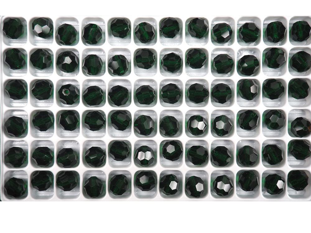 Medium Emerald Czech Machine Cut Round Crystal Beads 8mm