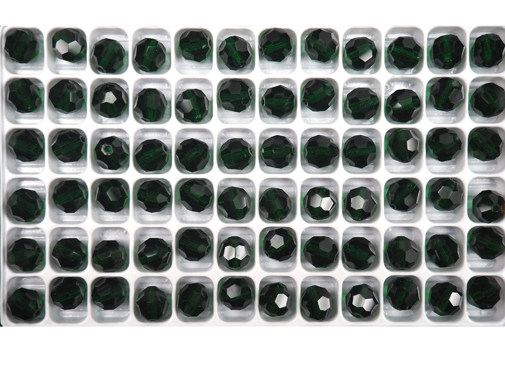 Medium Emerald, Czech Machine Cut Round Crystal Beads, 8mm