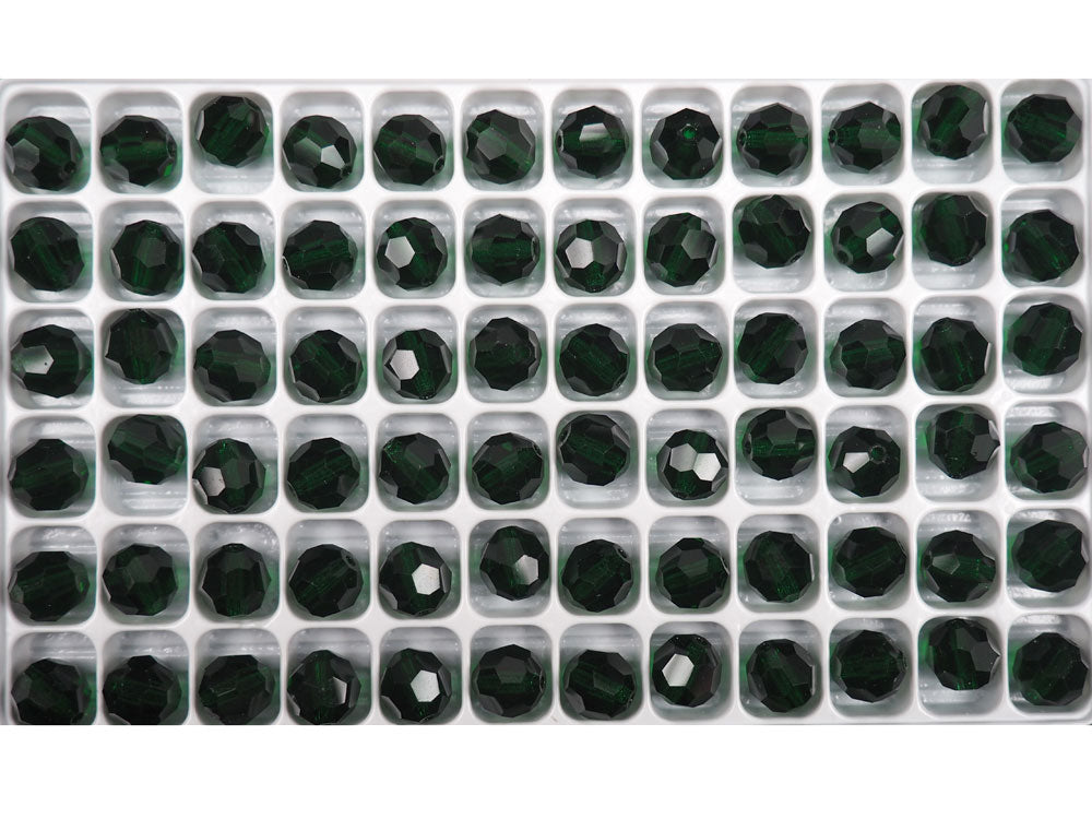 Medium Emerald Czech Machine Cut Round Crystal Beads 8mm