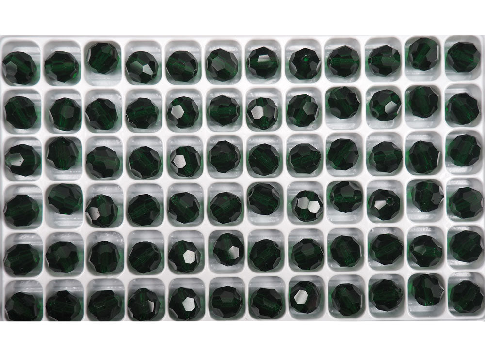 Medium Emerald, Czech Machine Cut Round Crystal Beads, 8mm