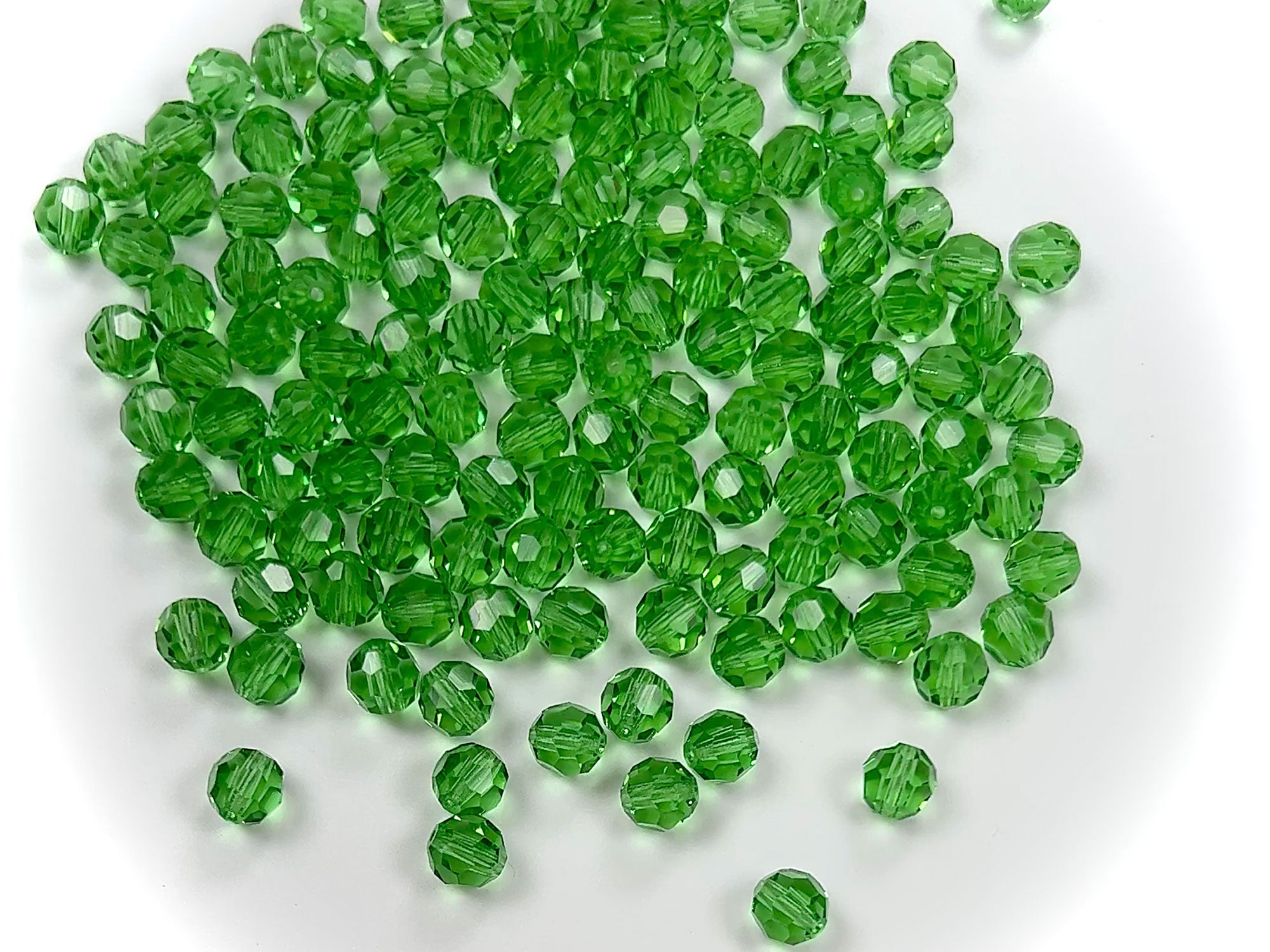 Peridot, Czech Machine Cut Round Crystal Beads, 7mm, 8mm, green rosary beads