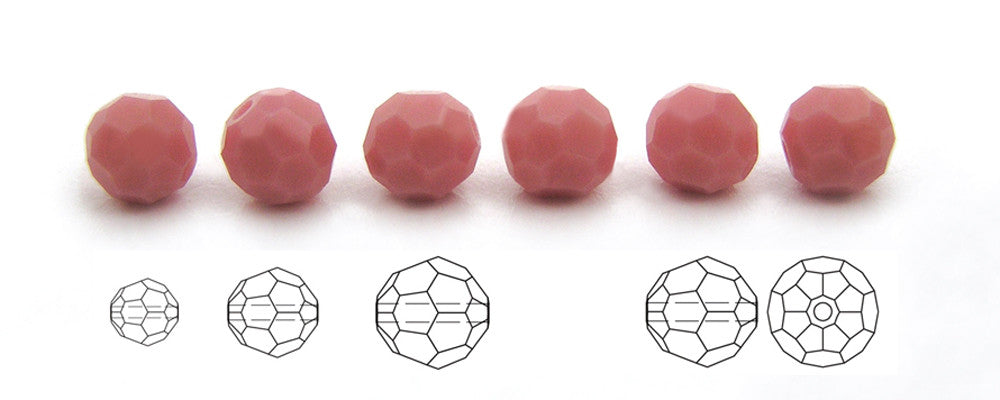 Rosanine Opaque, Czech Machine Cut Round Crystal Beads, 6mm, 12pcs