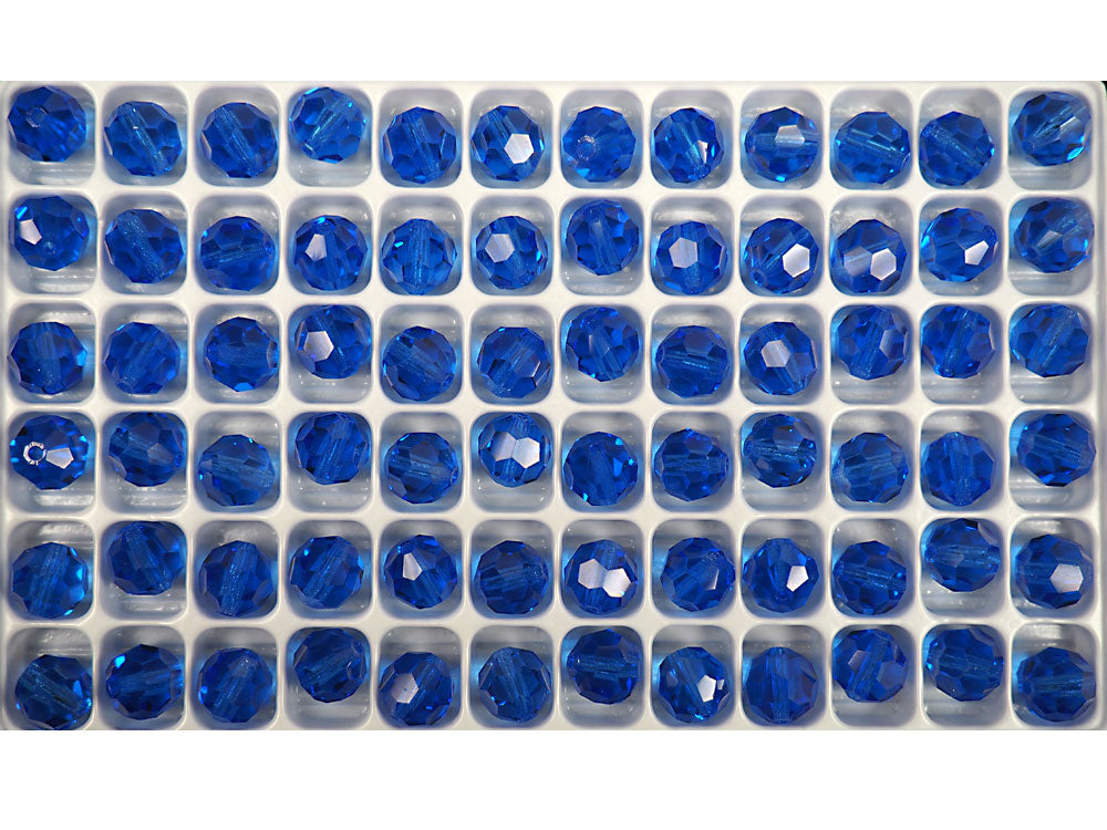 Sapphire Czech Machine Cut Round Crystal Beads Preciosa blue rosary beads 6mm 10mm