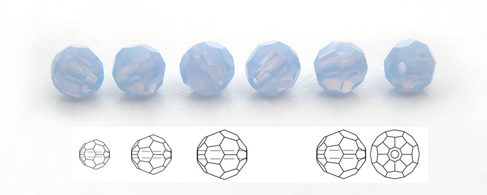 Sky Blue Opal Czech Machine Cut Round Crystal Beads Milky Light Baby Blue 8mm Rosary Size Beads