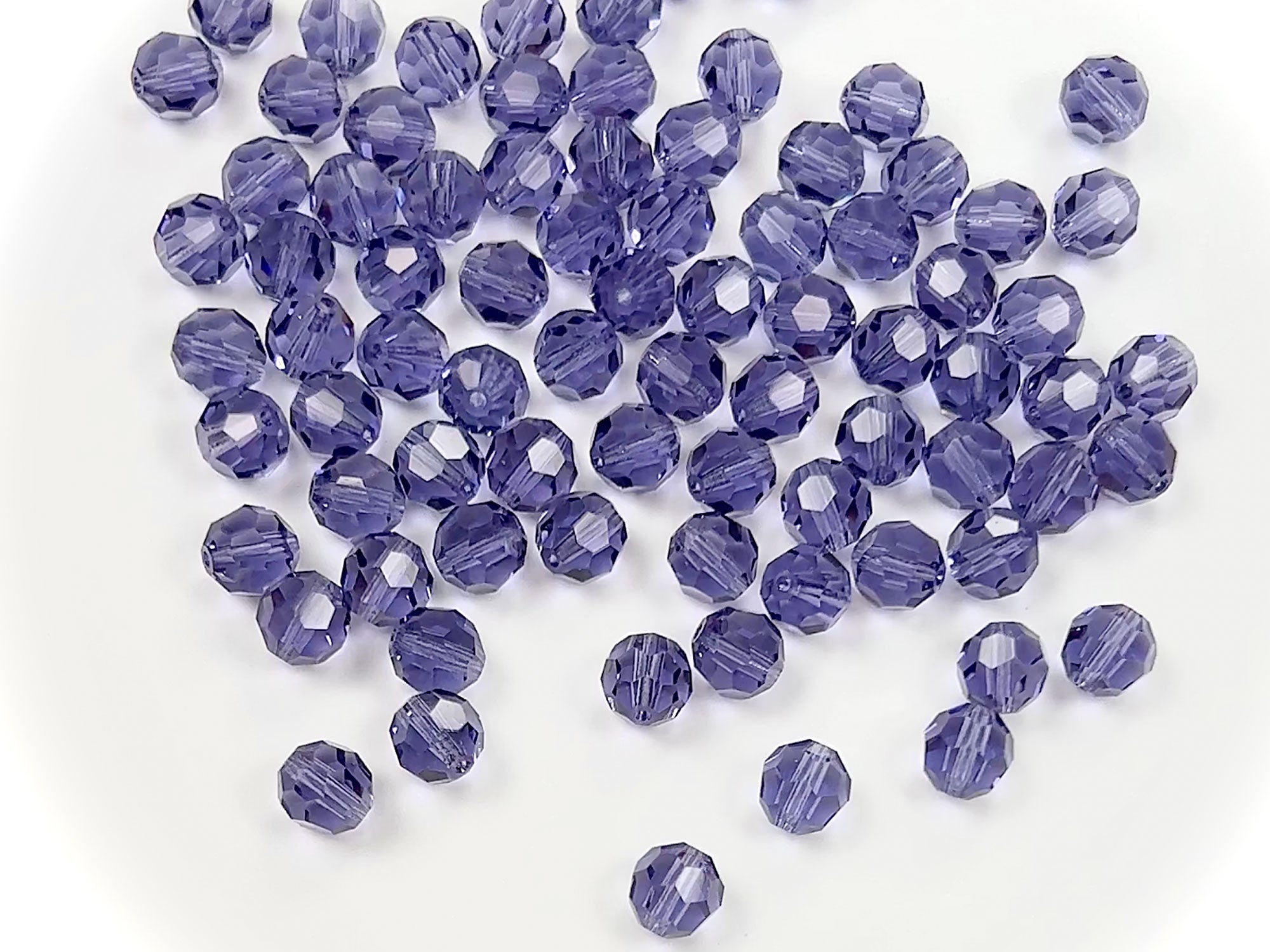 Tanzanite Preciosa Czech Machine Cut Round Crystal Beads 6mm Purple Rosary size Beads