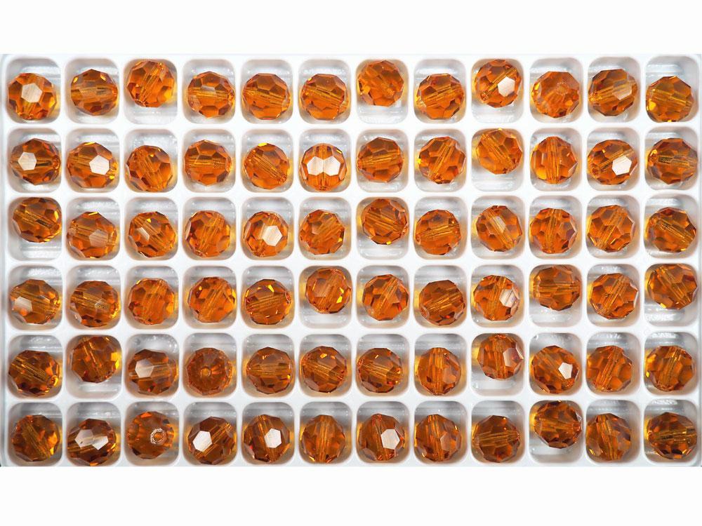 Topaz Czech Machine Cut Round Crystal Beads golden brown 6mm 7mm 8mm