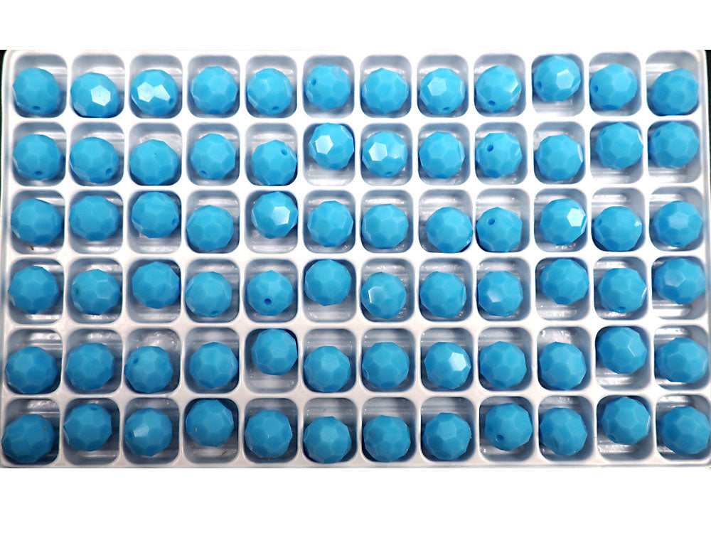 Opaque Blue (Blue Turquoise) Czech Machine Cut Round Crystal Beads 8mm Rosary Size Beads
