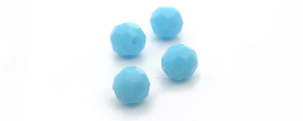 Opaque Blue (Blue Turquoise) Czech Machine Cut Round Crystal Beads 8mm Rosary Size Beads