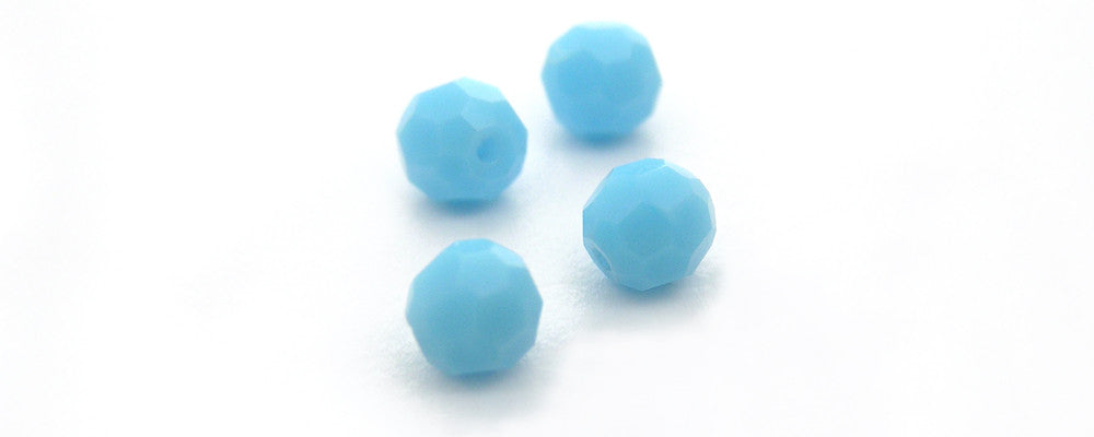 Opaque Blue (Blue Turquoise), Czech Machine Cut Round Crystal Beads, 8mm
