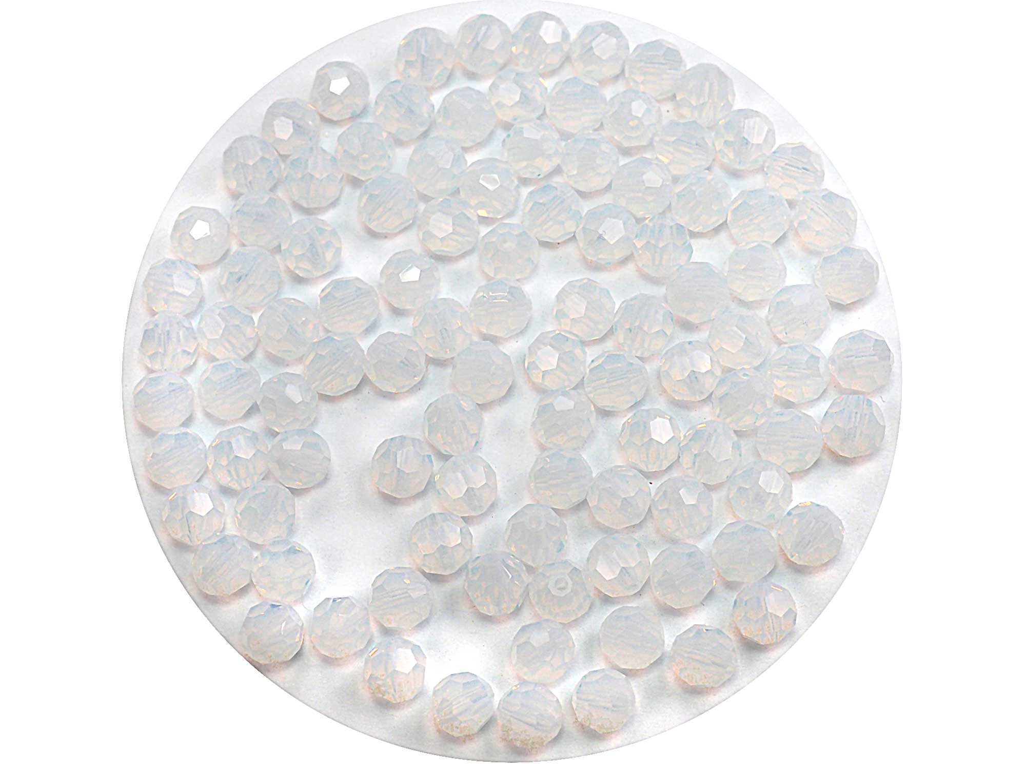 White Opal milky Czech Machine Cut Round Crystal Beads 8mm Rosary Size Faceted Beads