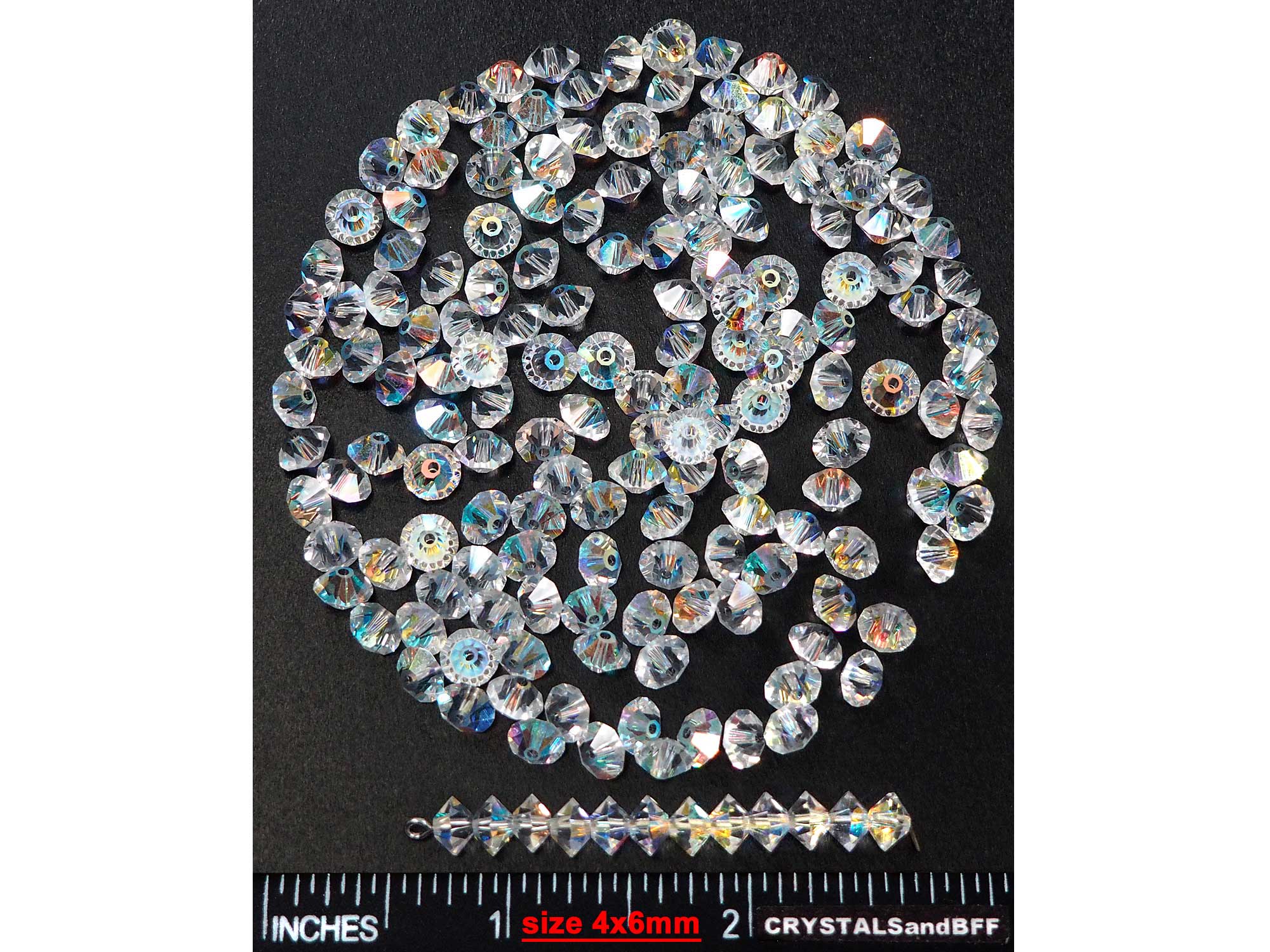 CHOOSE A COLOR - Czech MC Spacer Beads (Squished Bicones), size 4x6mm, 36 pieces