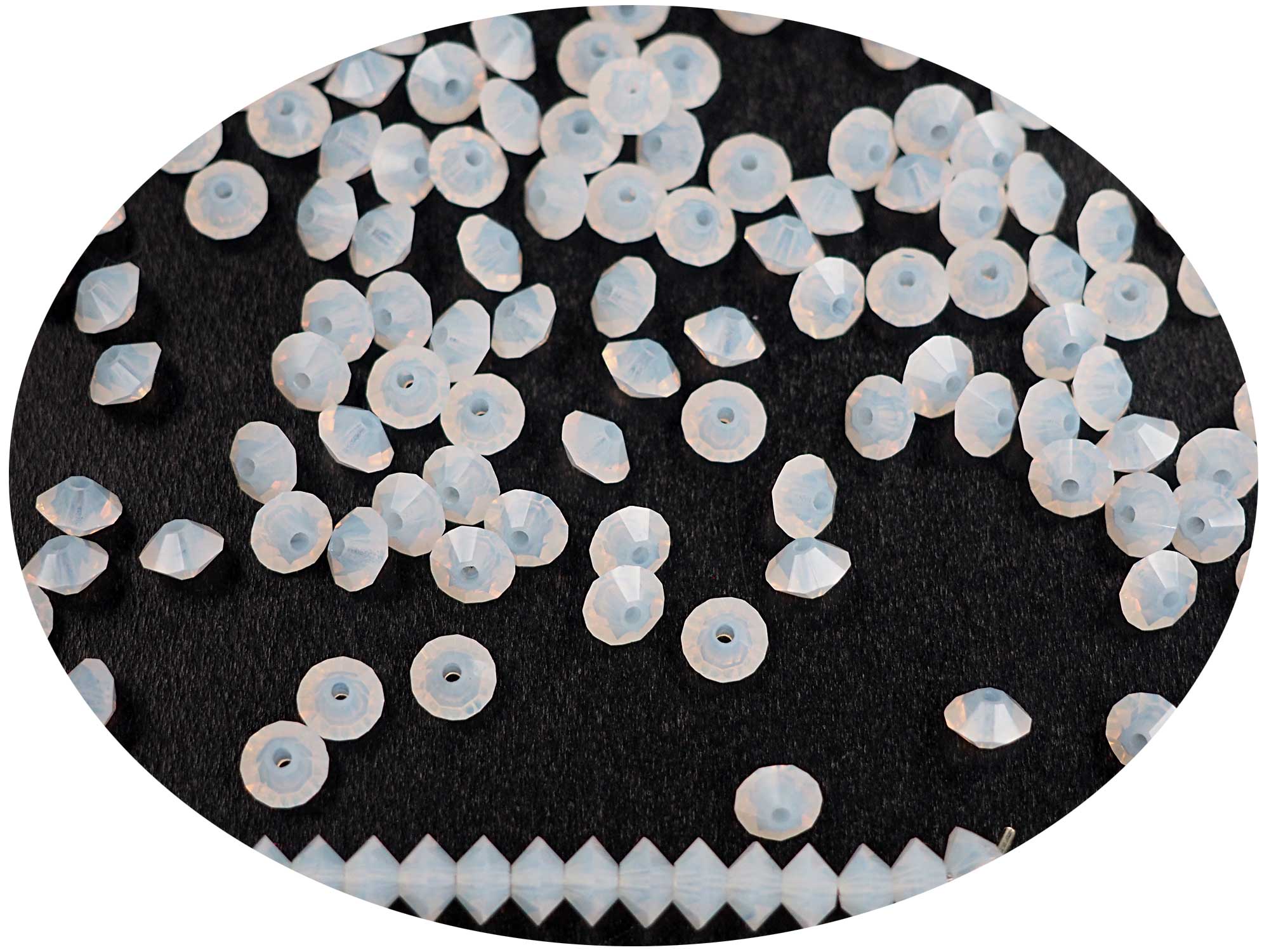 White Opal, Czech MC Spacer Beads (Squished Bicones), size 3x5mm, 36 pieces