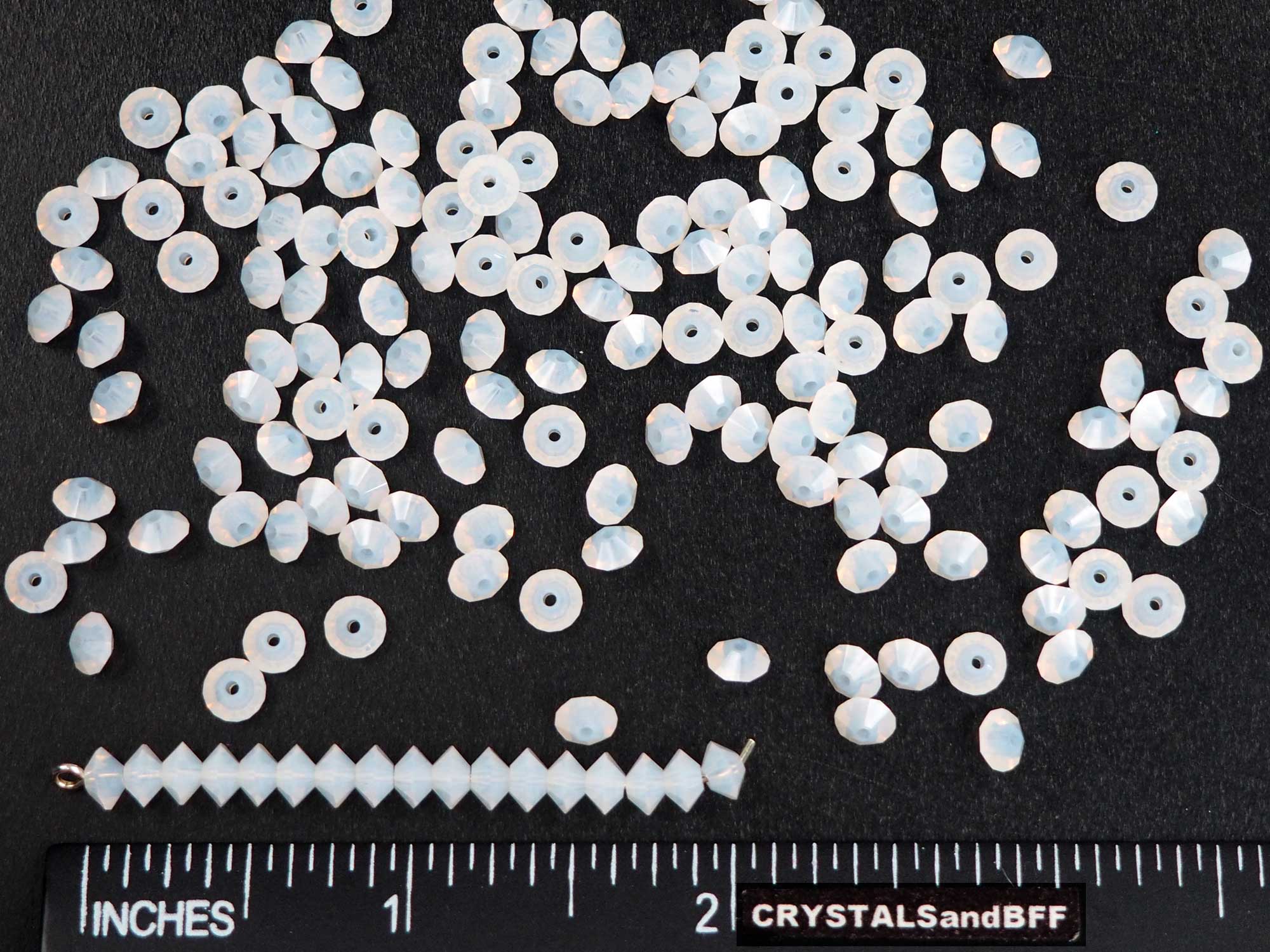 White Opal, Czech MC Spacer Beads (Squished Bicones), size 3x5mm, 36 pieces