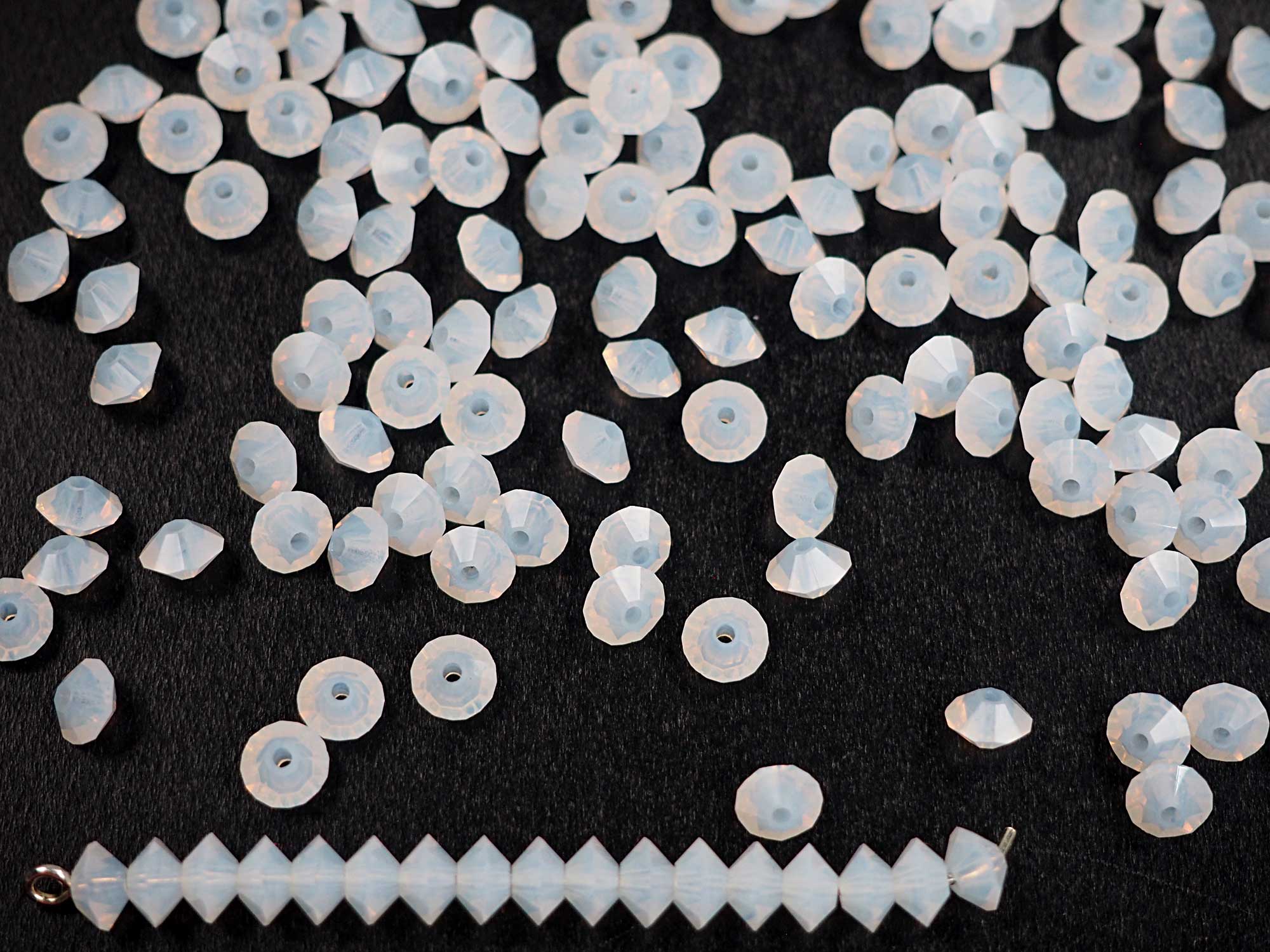 White Opal, Czech MC Spacer Beads (Squished Bicones), size 3x5mm, 36 pieces