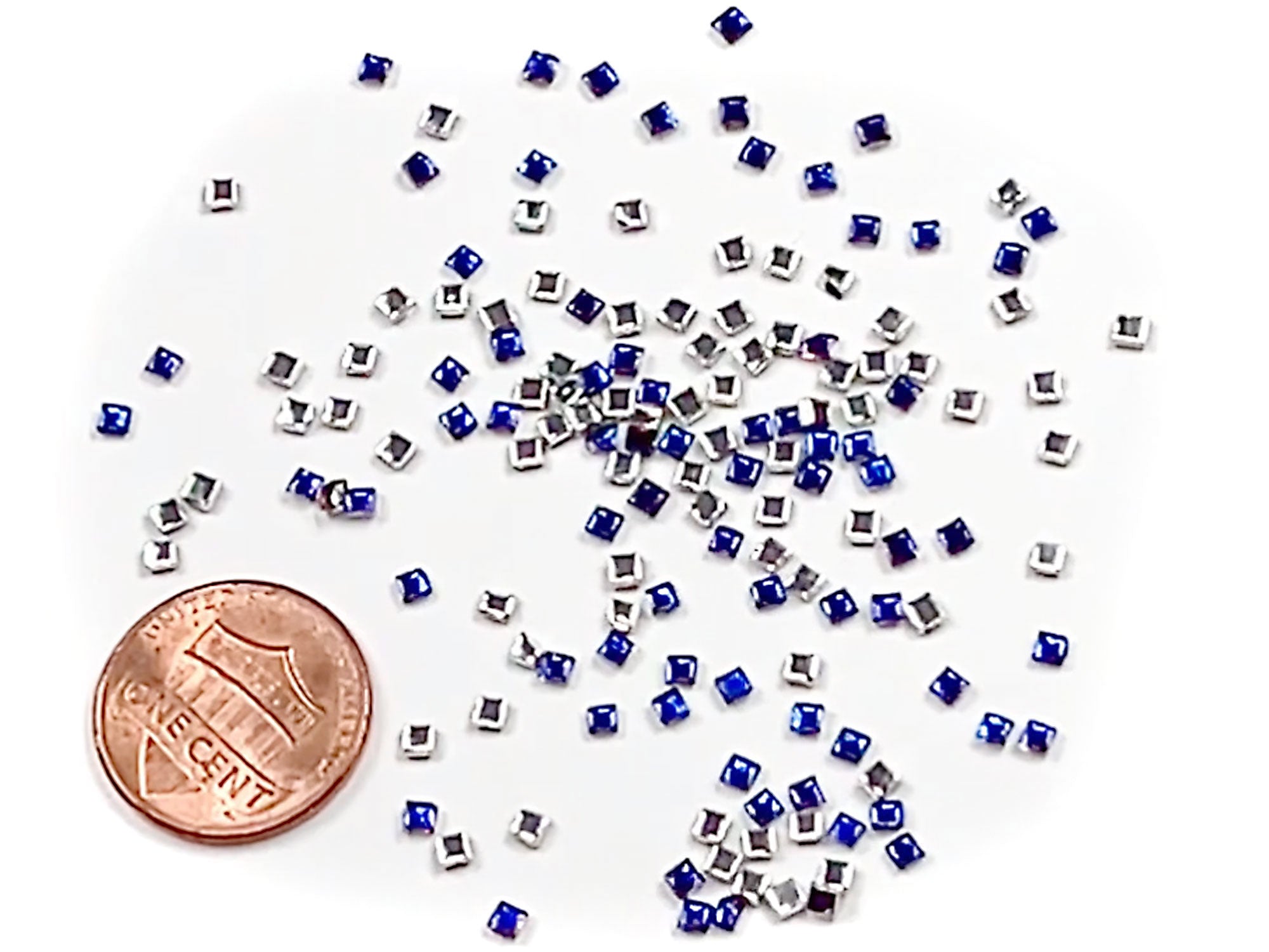 Vintage Swarovski small 2x2mm Smooth Square Tiles, Crystal Bermuda Blue Silver Foiled, 144 pieces