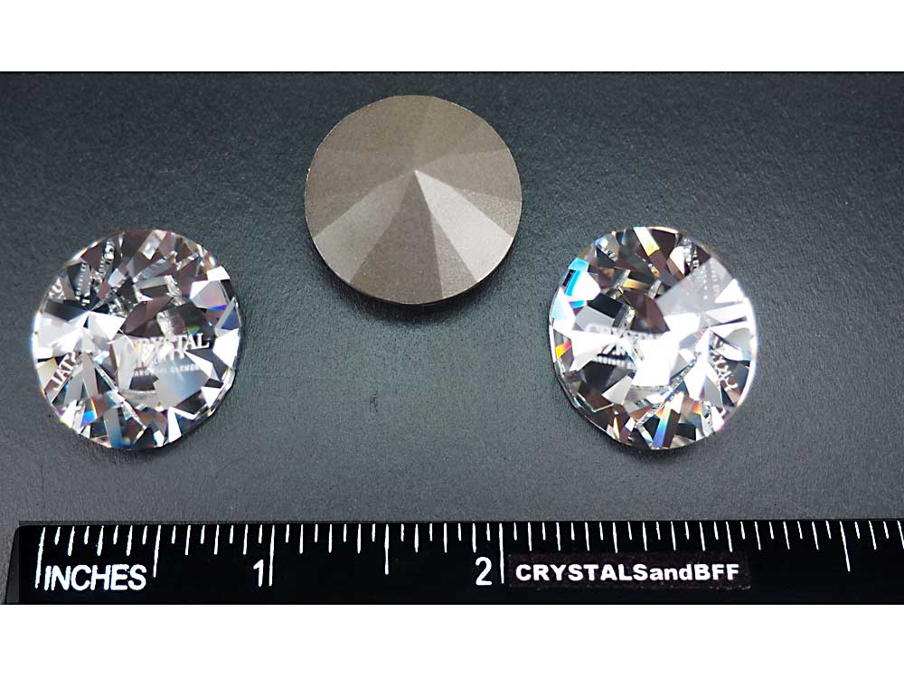 Swarovski Art.# 1028 - 25mm Crystal T1073 ("Crystallized Swarovski Elements" engraved), Silver Foiled. Large Swarovski Elements Xilion Chaton Impressive Rhinestone for display