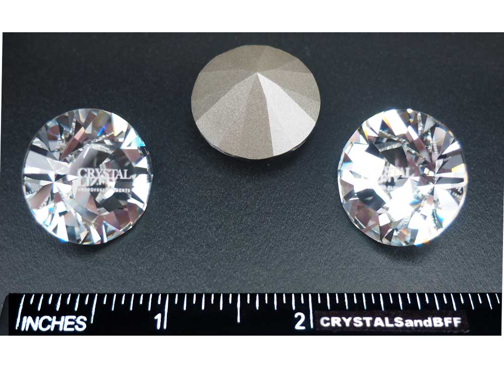 Swarovski Art.# 1028 - 25mm Crystal T1073 ("Crystallized Swarovski Elements" engraved), Silver Foiled. Large Swarovski Elements Xilion Chaton Impressive Rhinestone for display