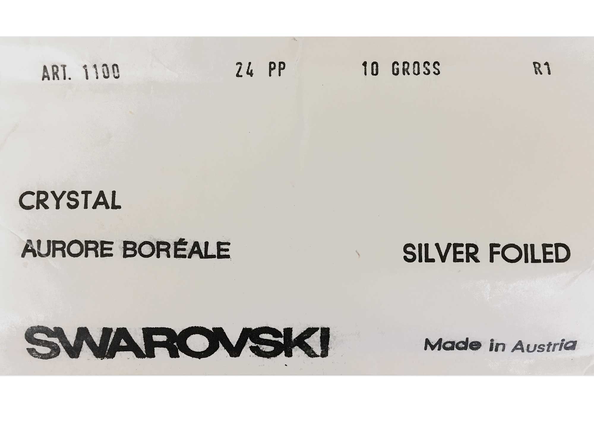Swarovski Art.# 1100 - Vintage Swarovski Chaton Rhinestones #1100 in 24pp Crystal AB Silver Foiled, 288 pcs