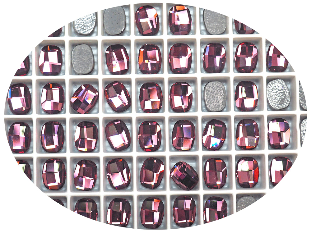 Swarovski Art.# 2585 - 12 Swarovski Graphic Oval Hotfix Flatbacks in size 10mm, Crystal Antique Pink coated