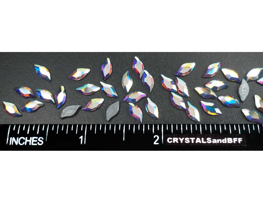 Swarovski Art.# 2797HF - 24 Swarovski Diamond Leaf Flatback HotFix in size 8x4mm, Crystal AB coated (Iron-on)