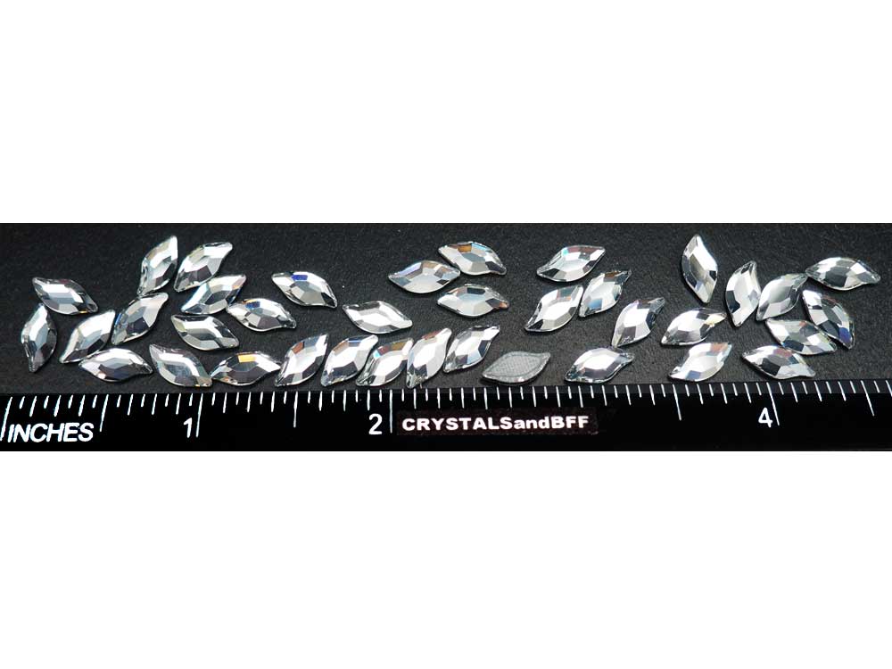 Swarovski Art.# 2797HF - 12 Swarovski Diamond Leaf Flatback HotFix in size 10x5mm, clear Crystal (Iron-on)