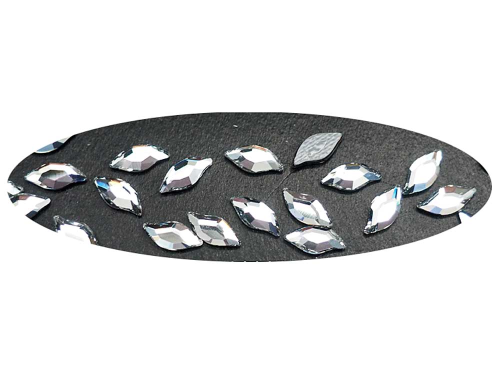 Swarovski Art.# 2797HF - 12 Swarovski Diamond Leaf Flatback HotFix in size 10x5mm, clear Crystal (Iron-on)