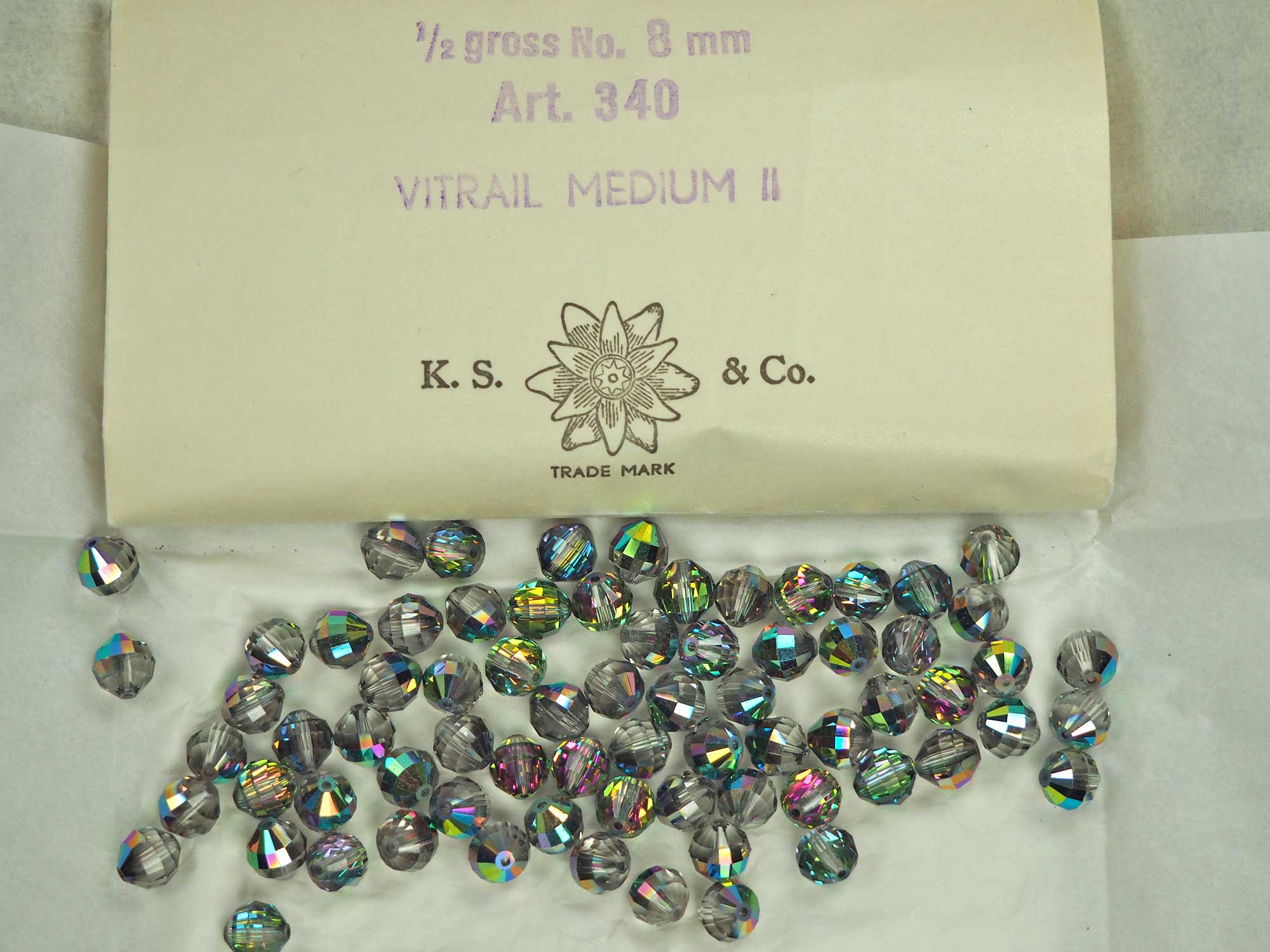 Swarovski Art.# 340 - 8mm Crystal Vitrail Medium, 72pcs Vintage Crystal Beads