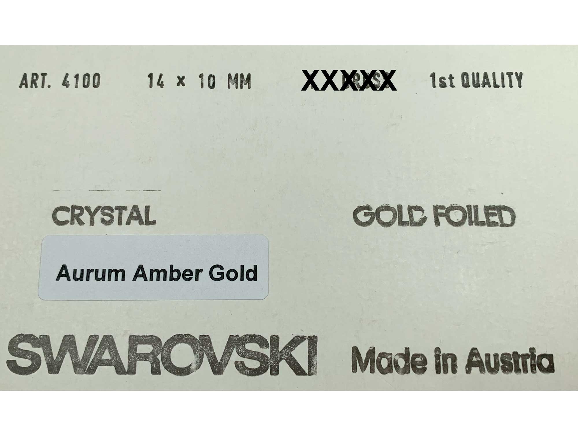 Swarovski Art.# 4100 - Vintage Oval Pointed Back Rhinetones 14x10mm Crystal Aurum Amber Gold custom coated, 9pcs