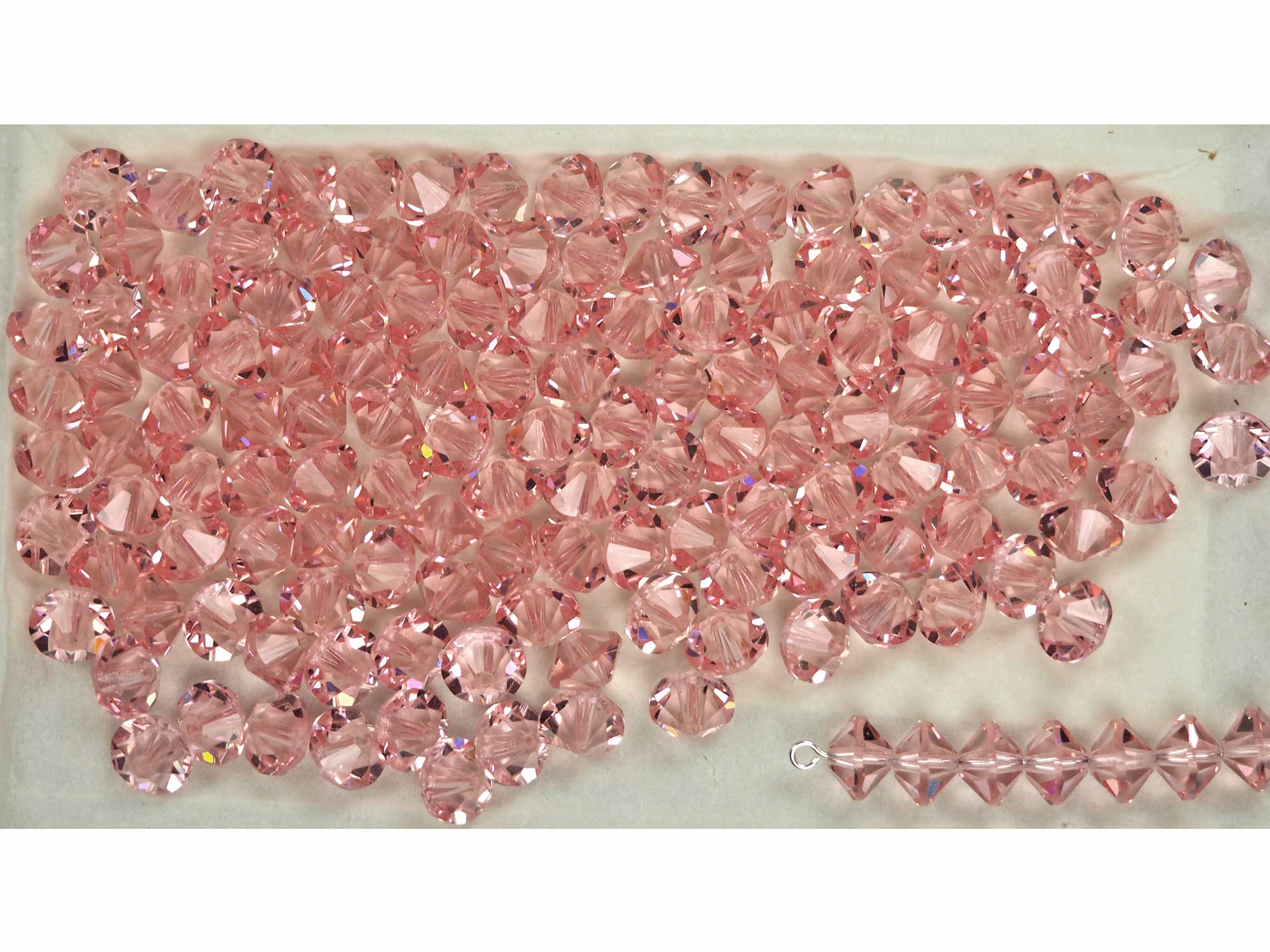 Swarovski Art.# 42 - 8mm Light Rose, 144pcs Vintage Squished Bicone Crystal Beads