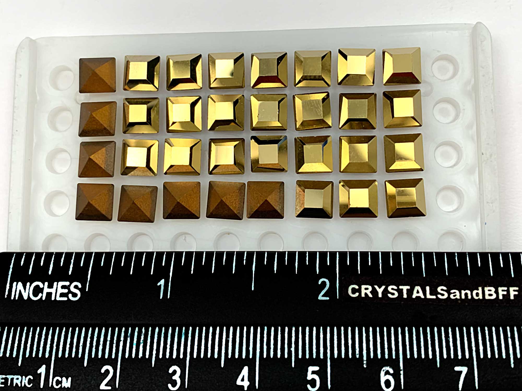 Swarovski Art.# 4400 - Vintage Square Pointed Back Rhinetones 6mm Crystal Aurum Amber Gold custom coated