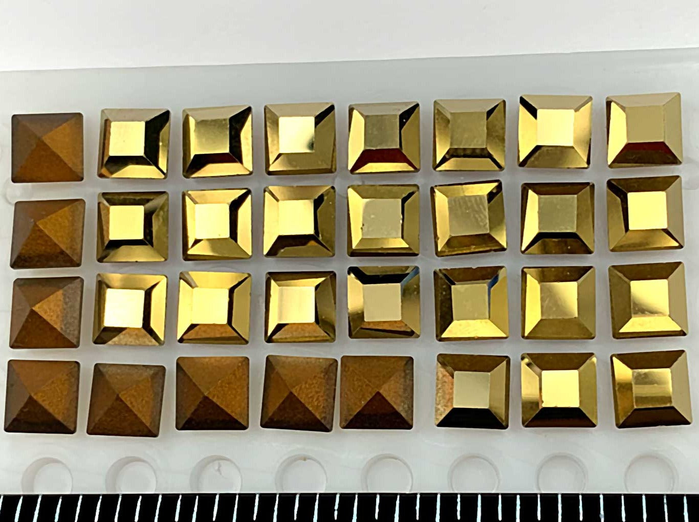 Swarovski Art.# 4400 - Vintage Square Pointed Back Rhinetones 6mm Crystal Aurum Amber Gold custom coated