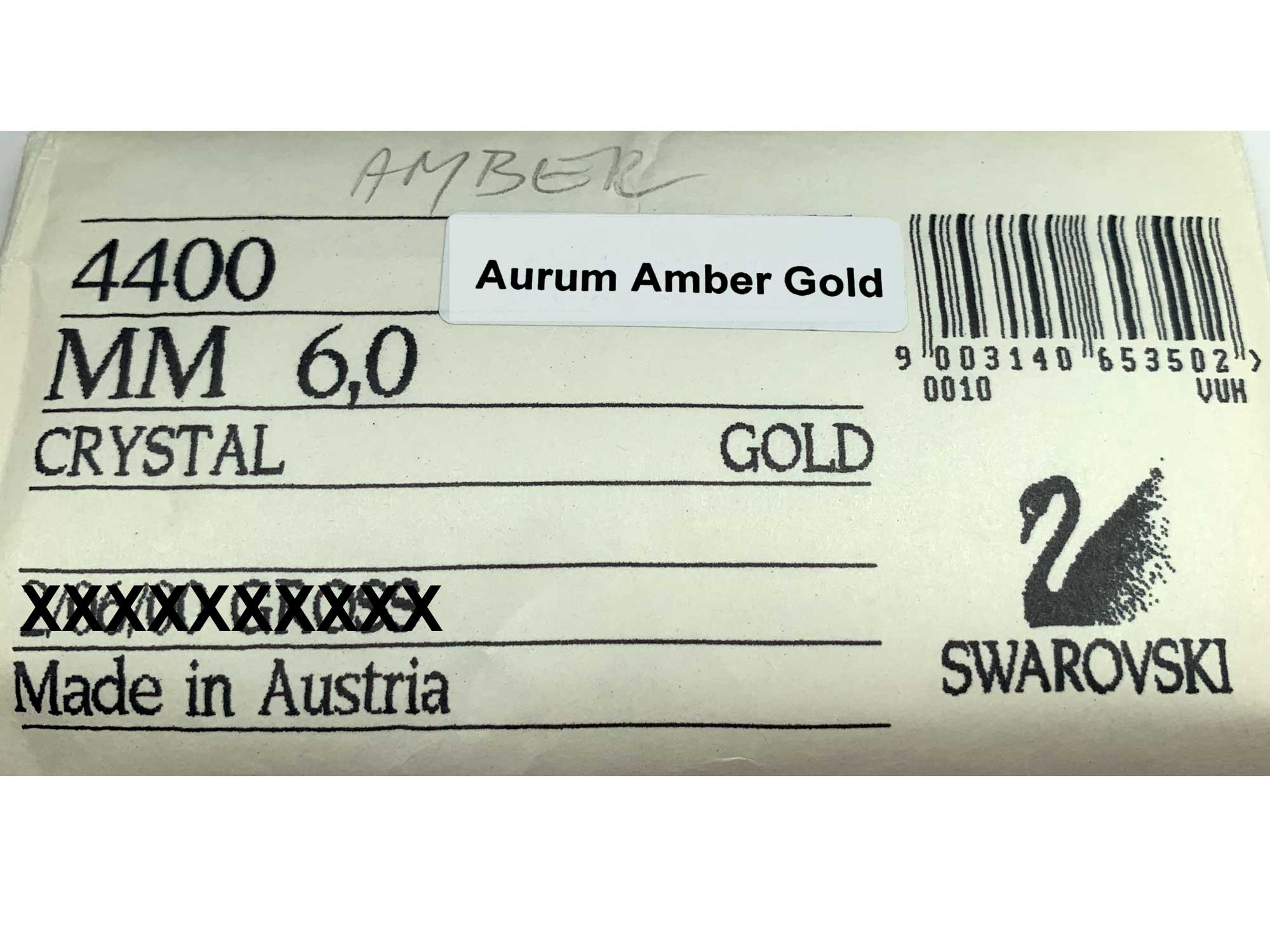 Swarovski Art.# 4400 - Vintage Square Pointed Back Rhinetones 6mm Crystal Aurum Amber Gold custom coated