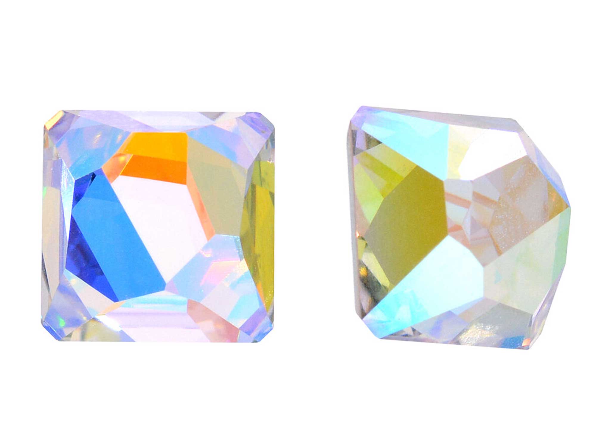 Swarovski Art.# 4854 - 8mm Crystal AB CAL Space Cut Square Flat Back Rhinestones