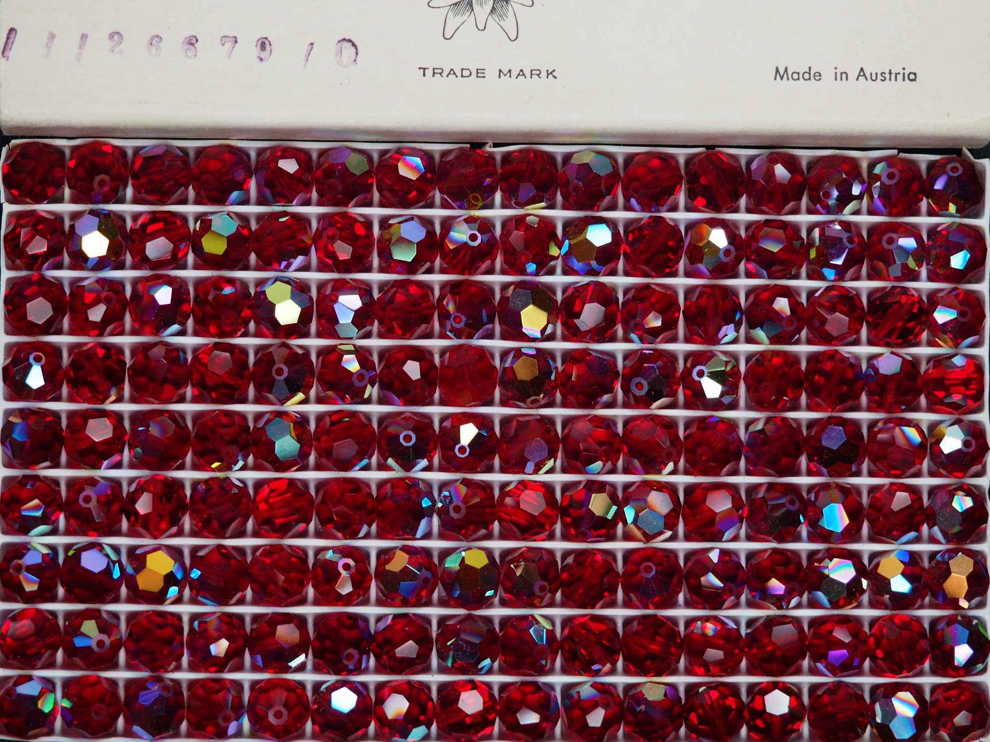 Swarovski Art.# 5000 - 8mm Siam AB, Vintage Round Crystal Beads, 144pcs