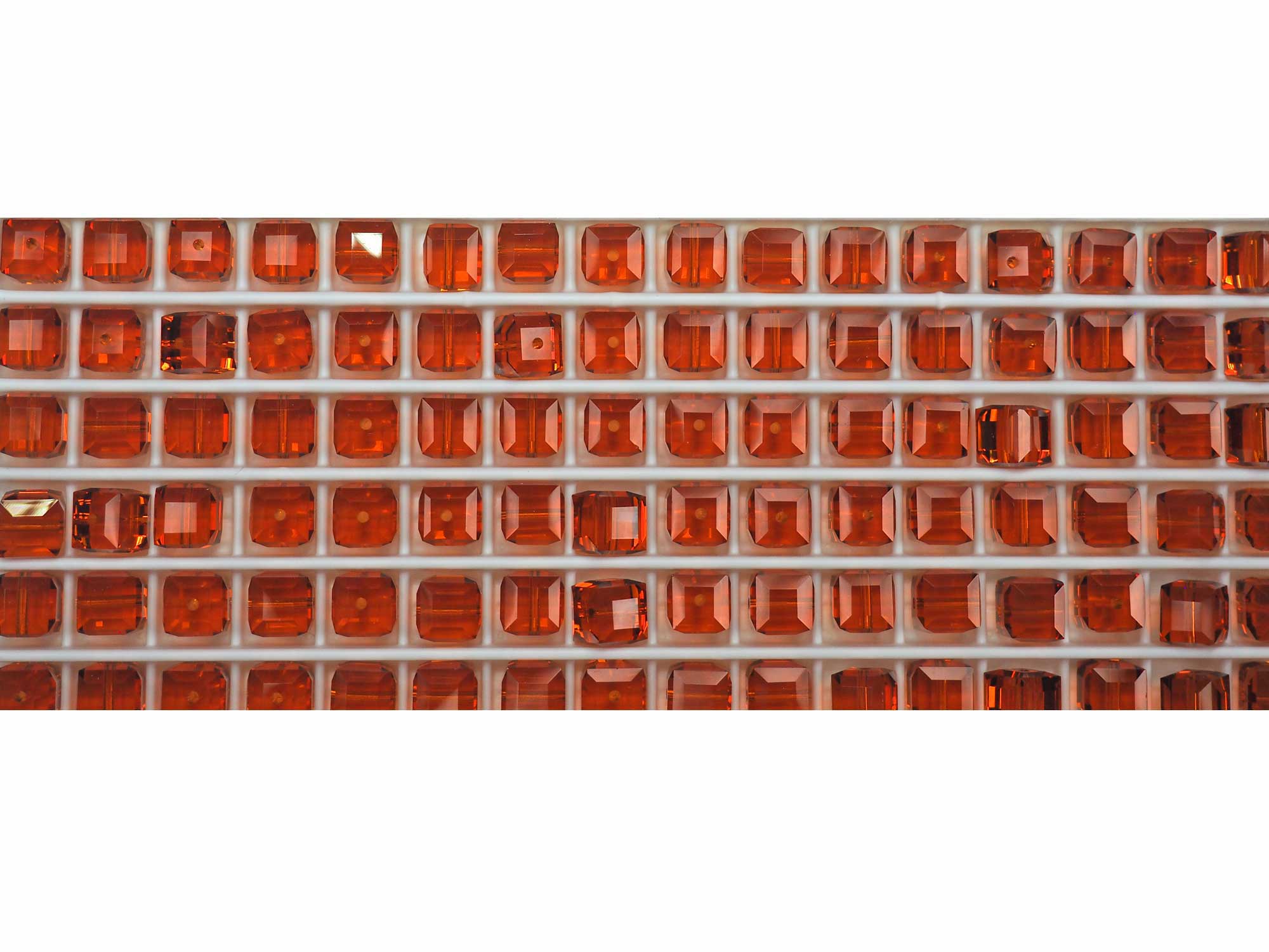 Swarovski Art.# 5601 - 6mm Indian Red Crystal Cube Beads, 12pcs