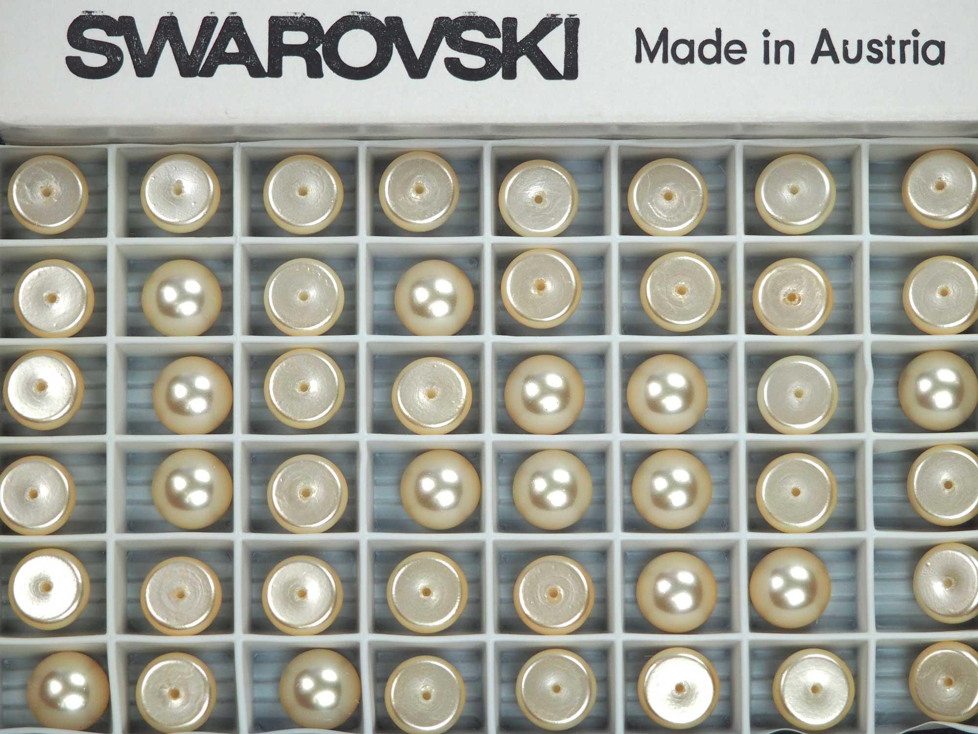 Swarovski Art.# 5807 - 10mm Creamrose Pearl Half-drilled Cabochon, 48pcs Vintage Crystal Pearls