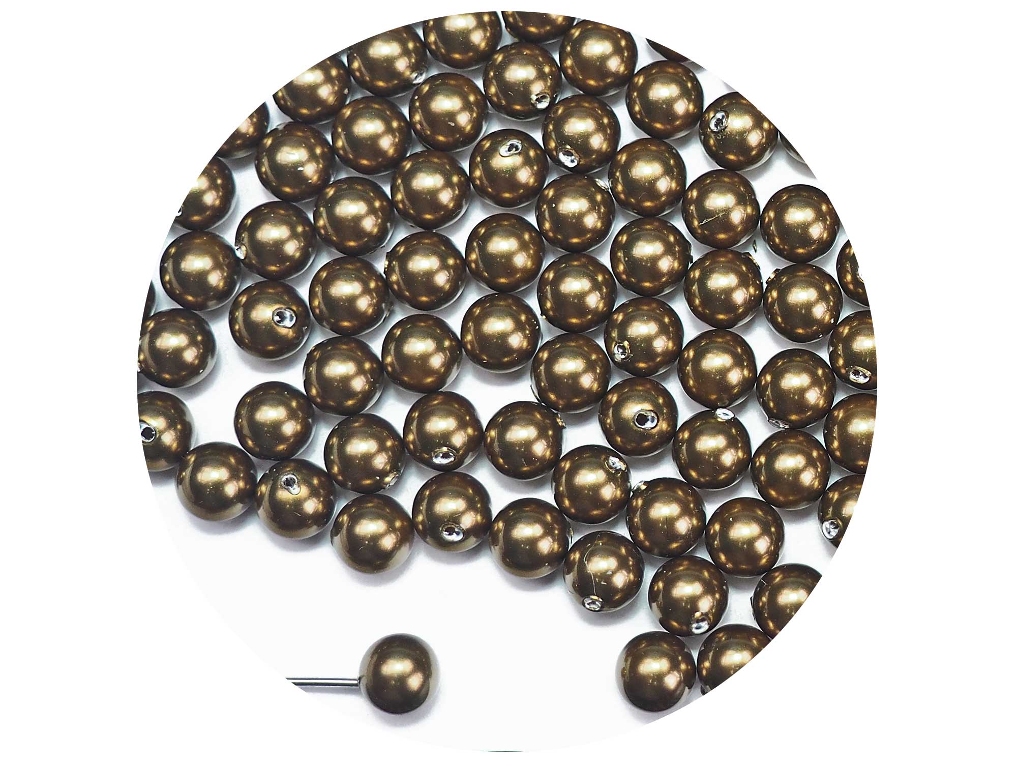 Swarovski Art.# 5818 - Round Crystal Half Drilled Pearls 6mm, Antique Brass Pearl, 48pcs