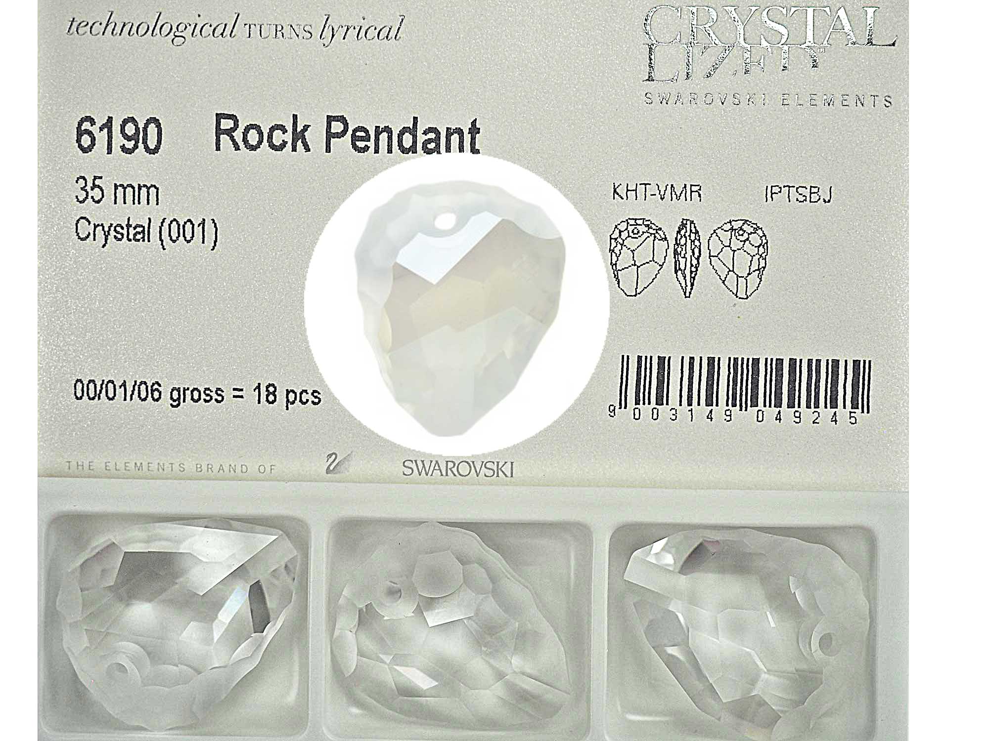 Swarovski Art.# 6190 - Rock Pendants 35mm Crystal clear and Partially Matted