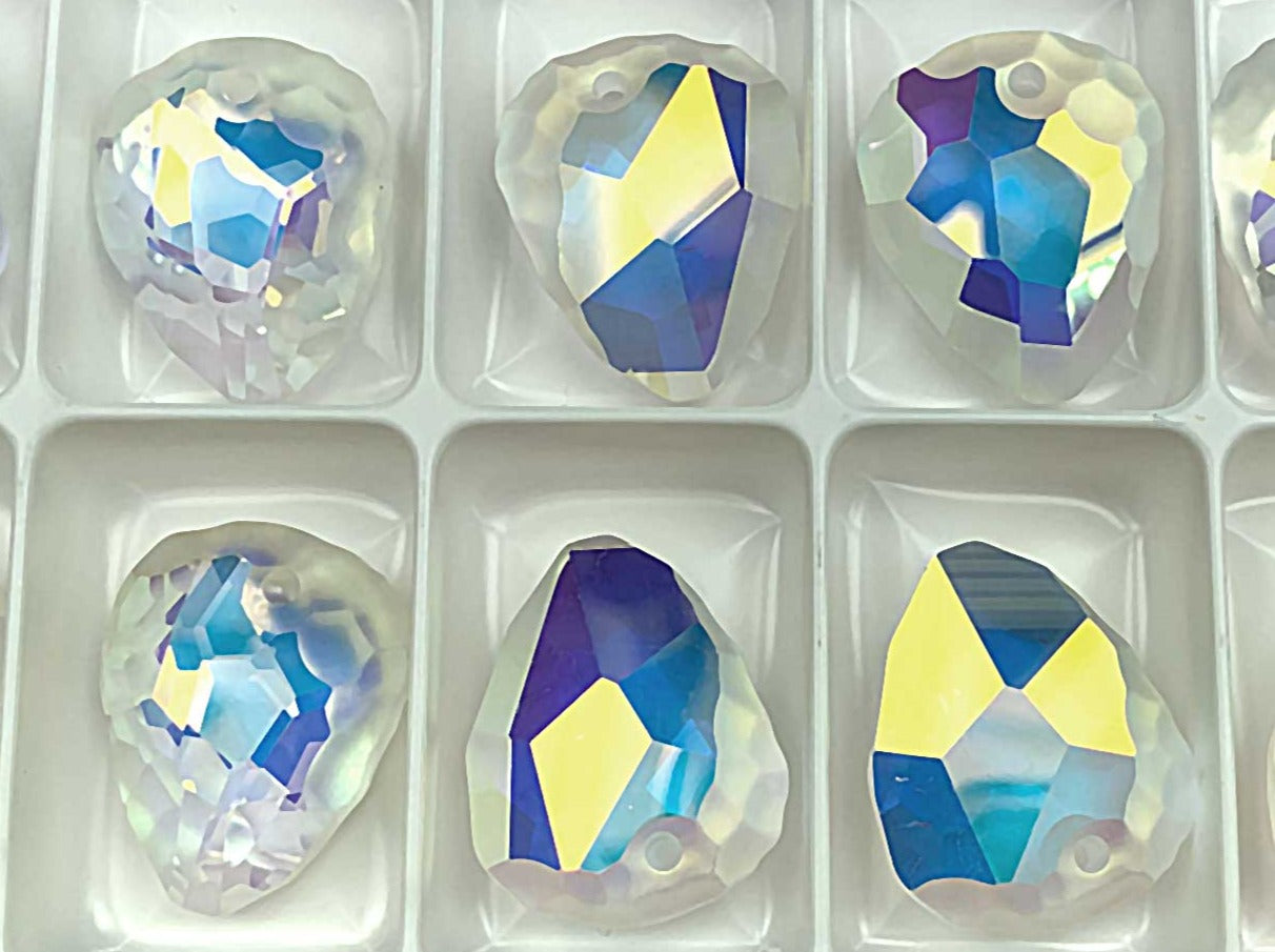 Swarovski Art.# 6190 - Rock Pendants 23mm Crystal AB custom coated and Partially Matted