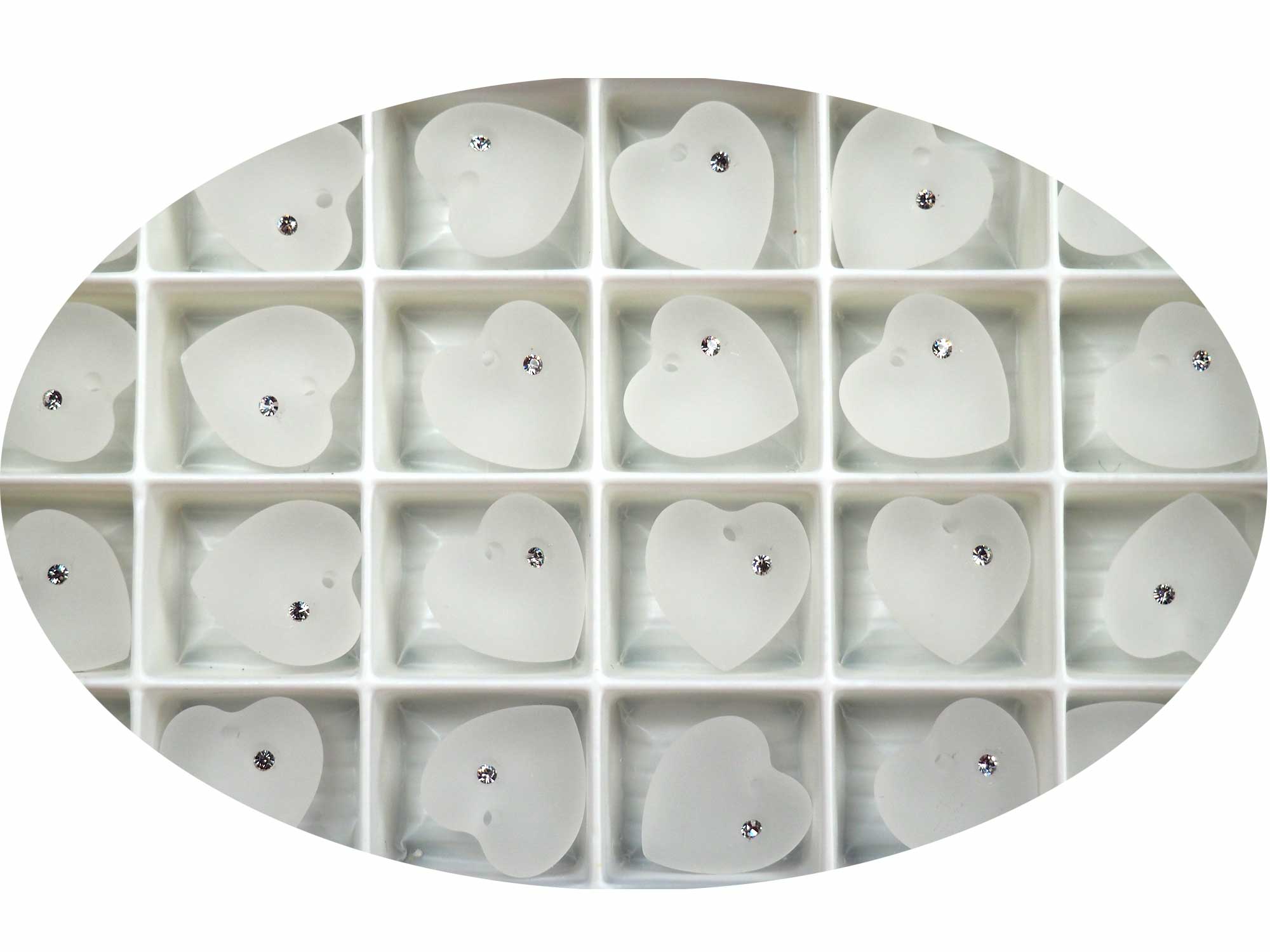 Swarovski Art.# 62215 - 16x15.5mm Crystal MAT, Swarovski Heart Pendants #6221/5 with Crystal Rhinestone, 4 pieces