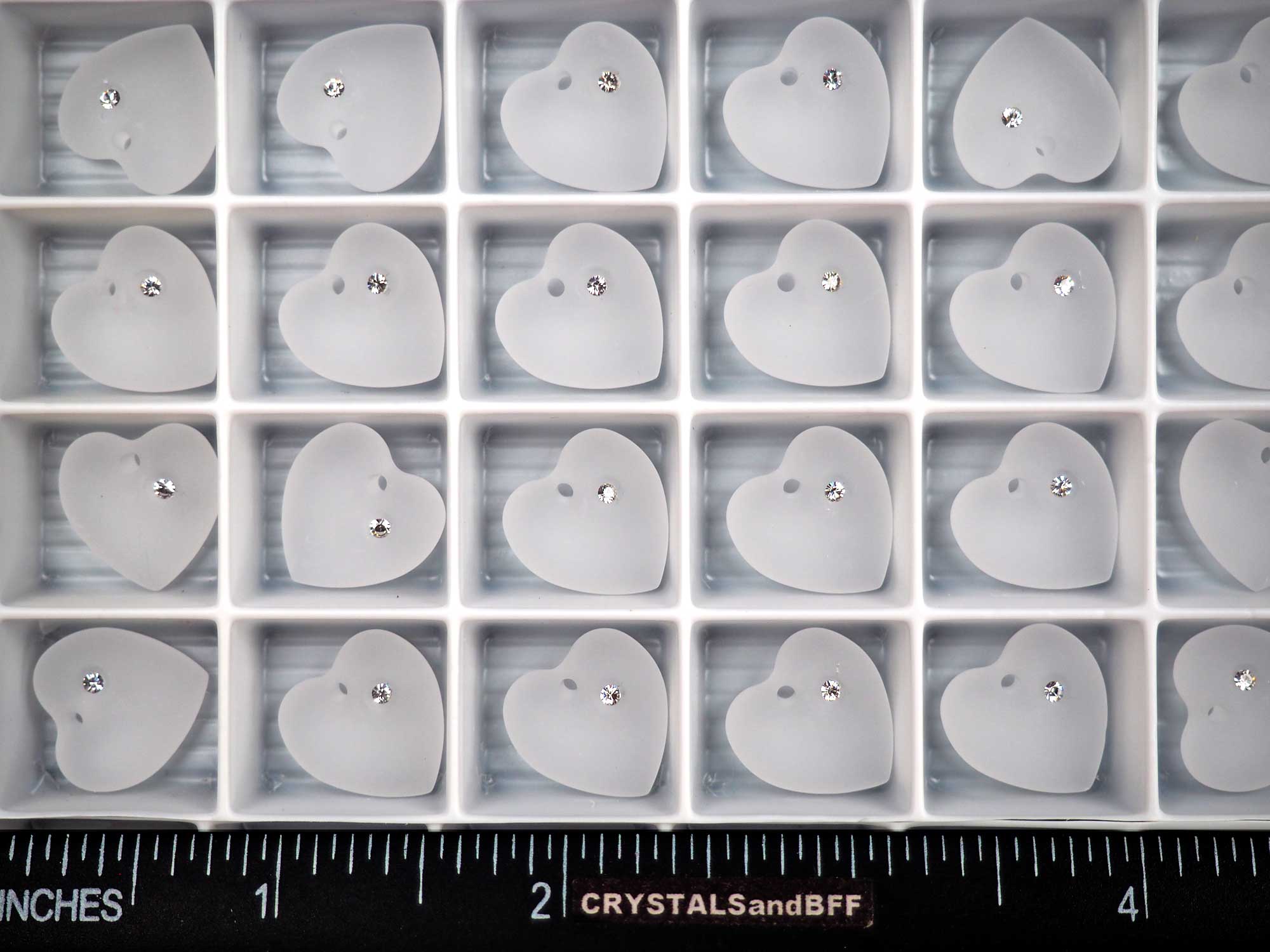 Swarovski Art.# 62215 - 16x15.5mm Crystal MAT, Swarovski Heart Pendants #6221/5 with Crystal Rhinestone, 4 pieces