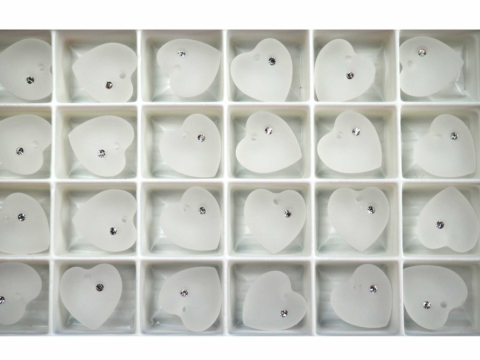 Swarovski Art.# 62215 - 16x15.5mm Crystal MAT, Swarovski Heart Pendants #6221/5 with Crystal Rhinestone, 4 pieces