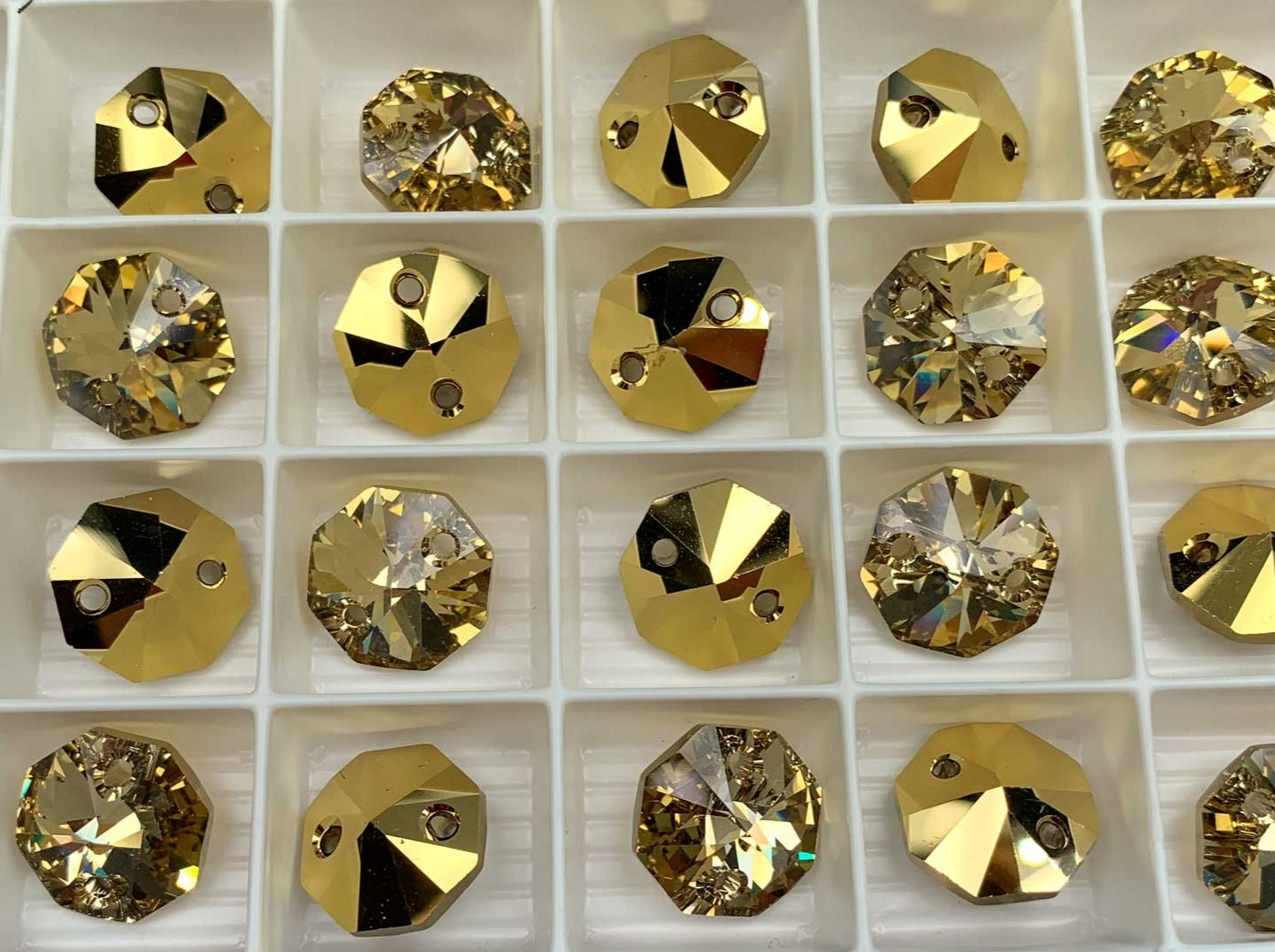 Swarovski Art.# 6404 - Swarovski Elements 2-hole Octagon Pendants 14mm Crystal Aurum Amber Gold custom coated