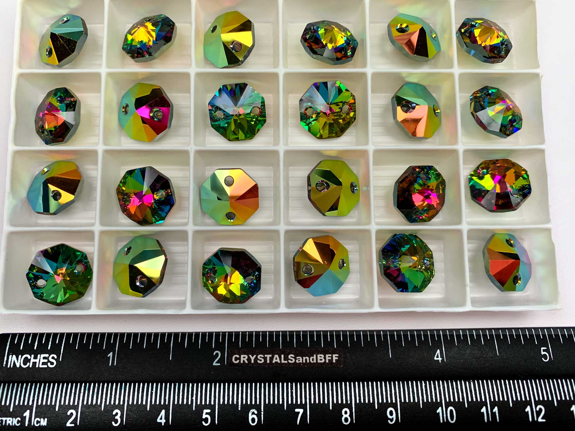 Swarovski Art.# 6404 - Swarovski Elements 2-hole Octagon Pendants 14mm -  Crystals and Beads for Friends