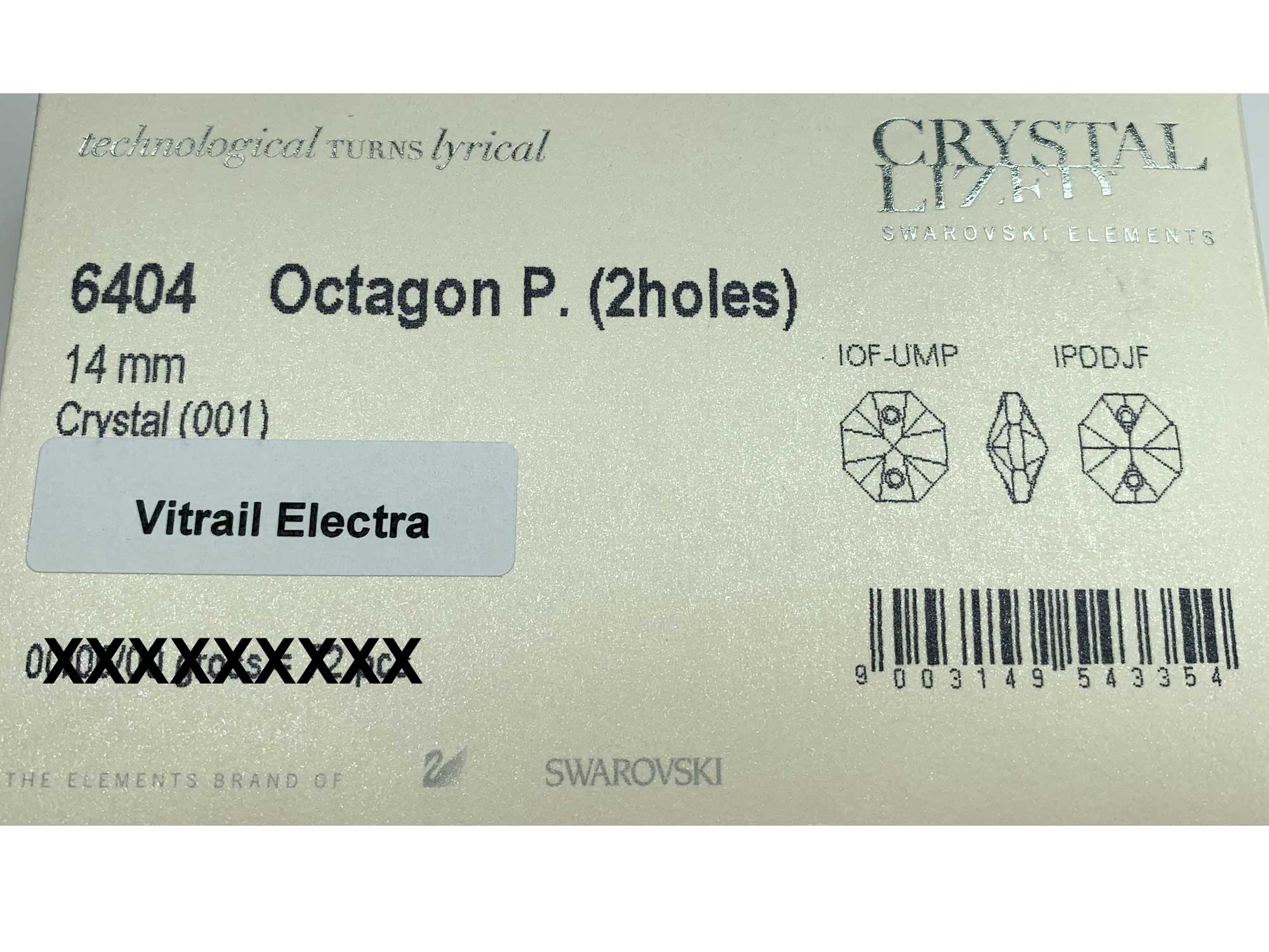 Swarovski Art.# 6404 - Swarovski Elements 2-hole Octagon Pendants 14mm Crystal Vitrail Electra custom coated