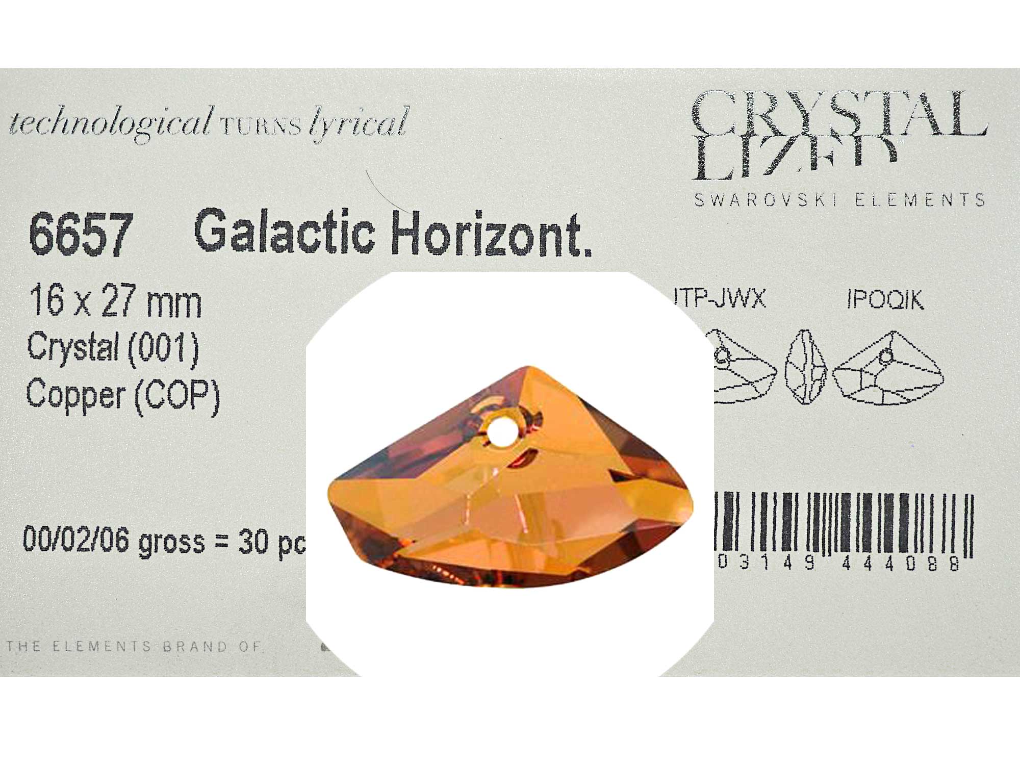 Swarovski Art.# 6657 - Galactic Horizontal Pendant 27mm Crystal Copper coated