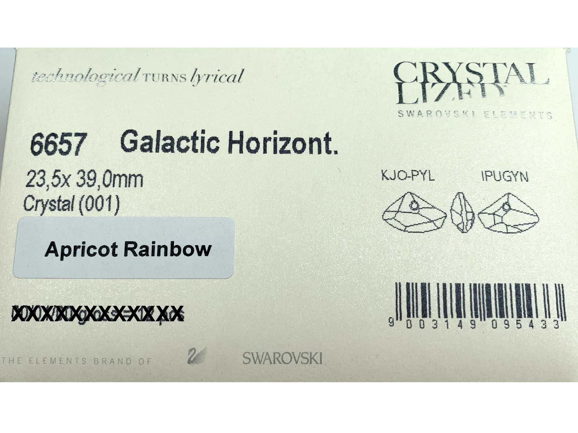 Swarovski Art.# 6657 - Galactic Horizontal Pendant 39mm Crystal Apricot Rainbow custom coated