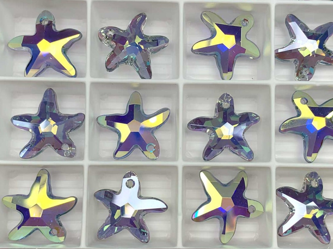 Swarovski Art.# 6721 - Swarovski Starfish Pendant in 28mm Crystal Blue Rainbow AB custom coated