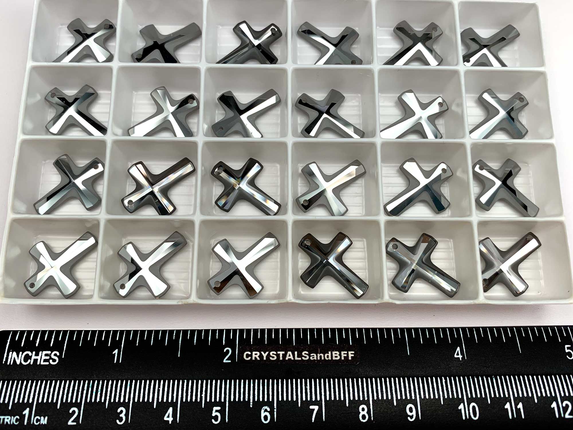 Swarovski Art.# 6860 - 4 Swarovski Cross Pendants in 20x16mm Crystal Chrome Platinum custom coated